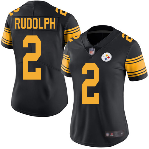 Women Pittsburgh Steelers Football #2 Limited Black Mason Rudolph Rush Vapor Untouchable Nike NFL Jersey